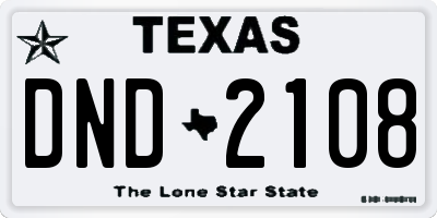 TX license plate DND2108