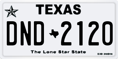 TX license plate DND2120