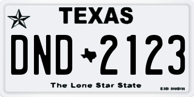 TX license plate DND2123