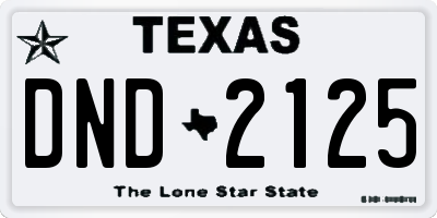 TX license plate DND2125