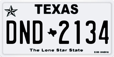 TX license plate DND2134