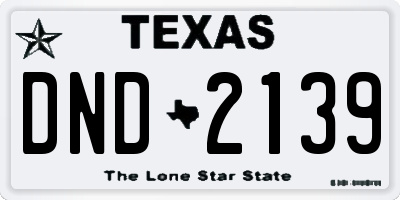 TX license plate DND2139