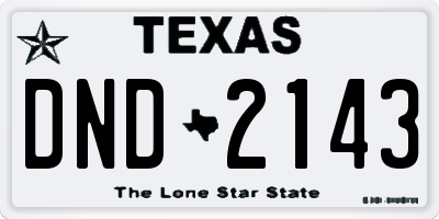 TX license plate DND2143