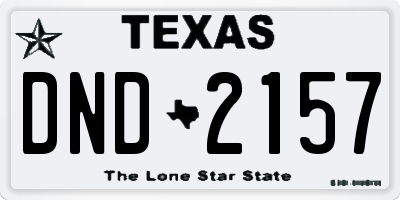 TX license plate DND2157