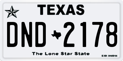 TX license plate DND2178