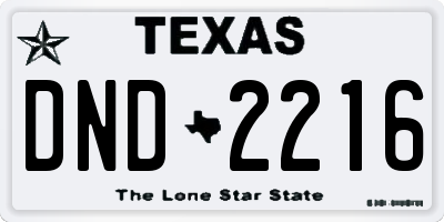 TX license plate DND2216