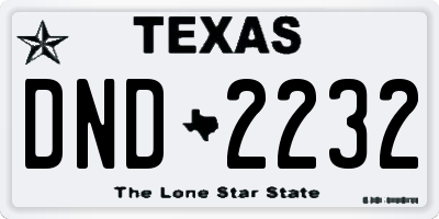 TX license plate DND2232