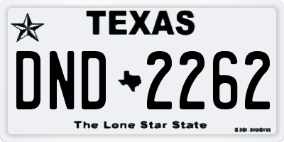 TX license plate DND2262
