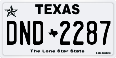 TX license plate DND2287