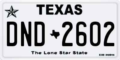 TX license plate DND2602