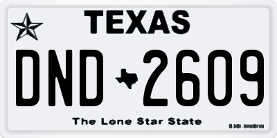 TX license plate DND2609