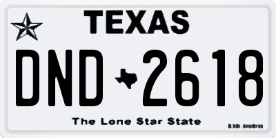 TX license plate DND2618