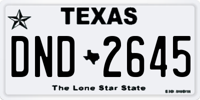 TX license plate DND2645