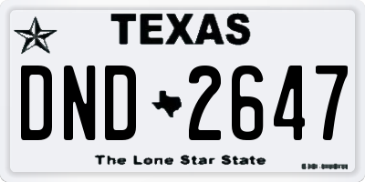 TX license plate DND2647