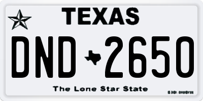 TX license plate DND2650