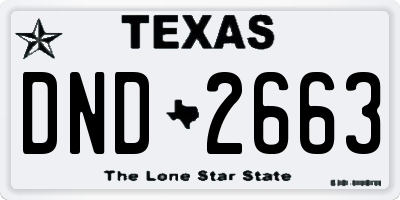 TX license plate DND2663
