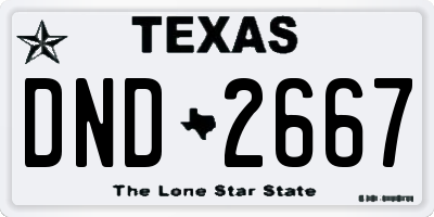 TX license plate DND2667