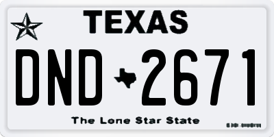 TX license plate DND2671