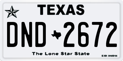 TX license plate DND2672