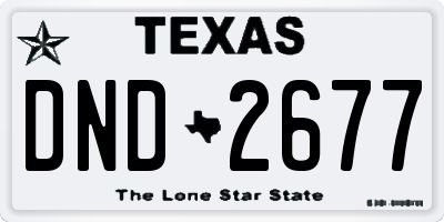 TX license plate DND2677