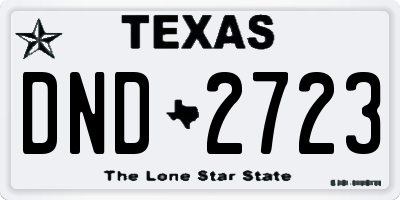TX license plate DND2723