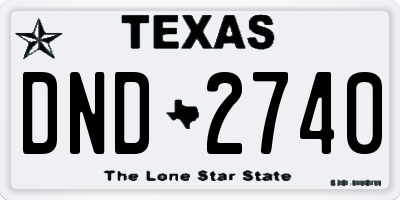 TX license plate DND2740