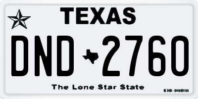 TX license plate DND2760