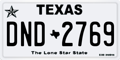 TX license plate DND2769