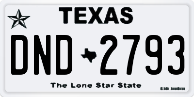 TX license plate DND2793