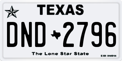 TX license plate DND2796