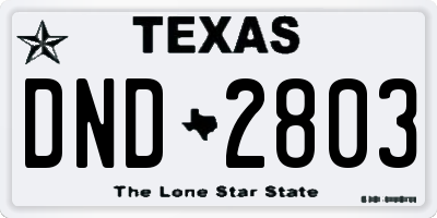 TX license plate DND2803