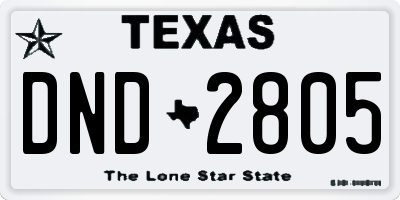 TX license plate DND2805