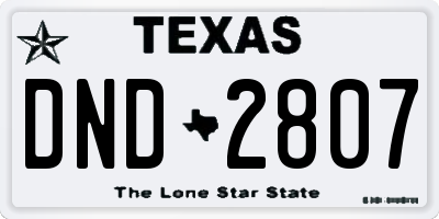 TX license plate DND2807