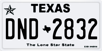 TX license plate DND2832