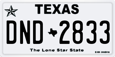 TX license plate DND2833