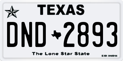 TX license plate DND2893