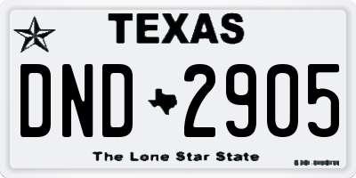 TX license plate DND2905