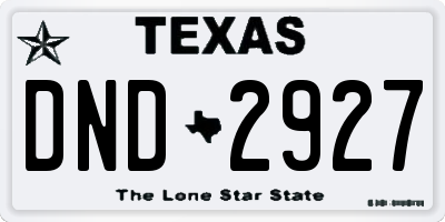 TX license plate DND2927