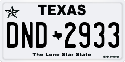 TX license plate DND2933