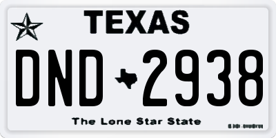 TX license plate DND2938