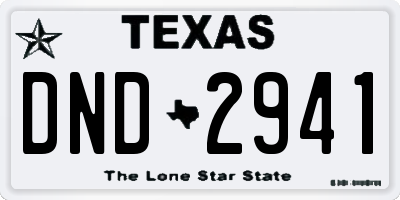 TX license plate DND2941