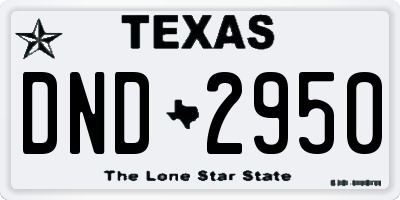 TX license plate DND2950