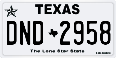 TX license plate DND2958