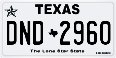 TX license plate DND2960