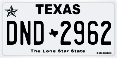 TX license plate DND2962