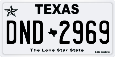 TX license plate DND2969