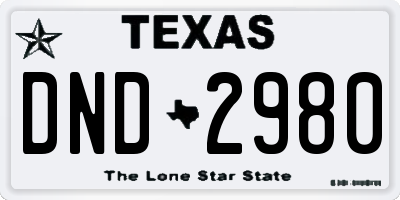 TX license plate DND2980