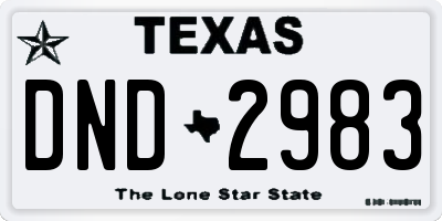 TX license plate DND2983