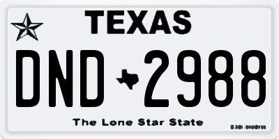 TX license plate DND2988