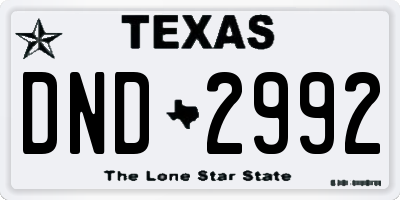 TX license plate DND2992